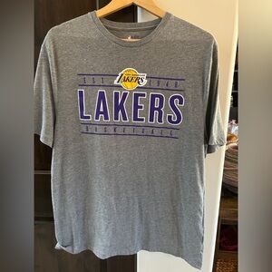 NBA Gray Lakers Tee with Purple and Yellow Logo